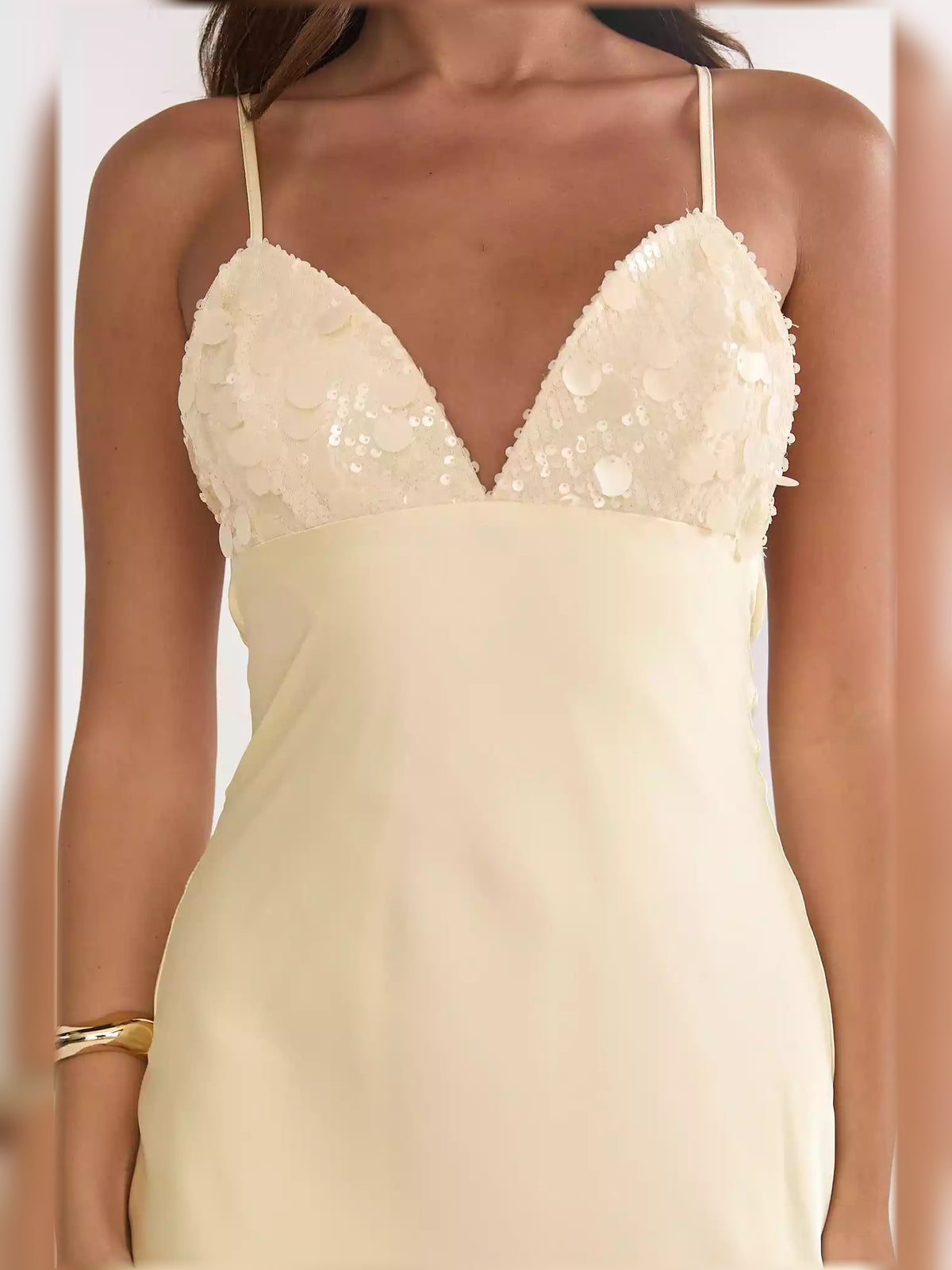 Light Blue sheath floor-length formal dress with sequins, alternate view showing the shoulder line