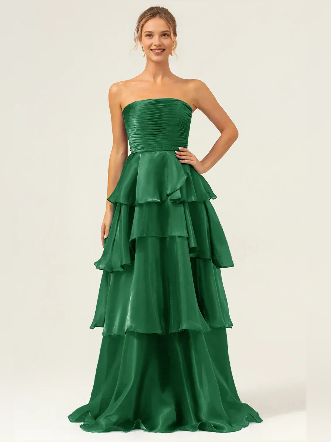 Dark Green floor-length prom dress, alternate view showing the full-length silhouette