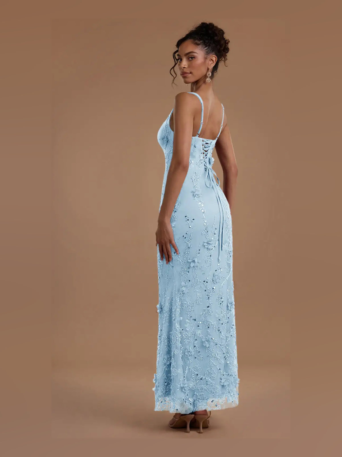 Navy Blue floor-length prom dress, alternate view showing the full-length silhouette