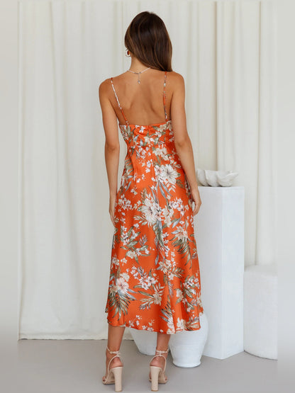 Pink midi formal dress, alternate view showing the shoulder line