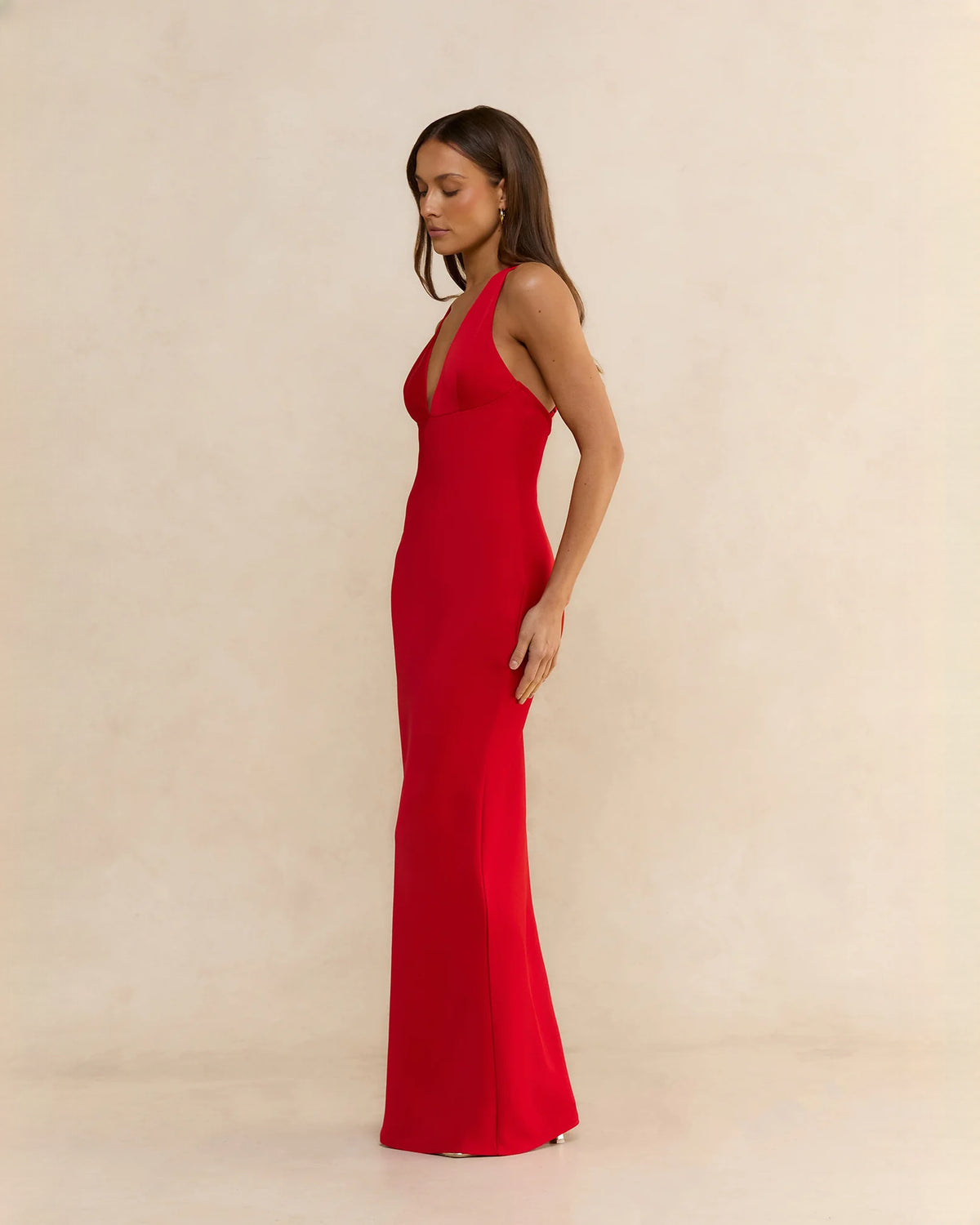 sleeveless satin a-line maxi bridesmaid dress - image 7