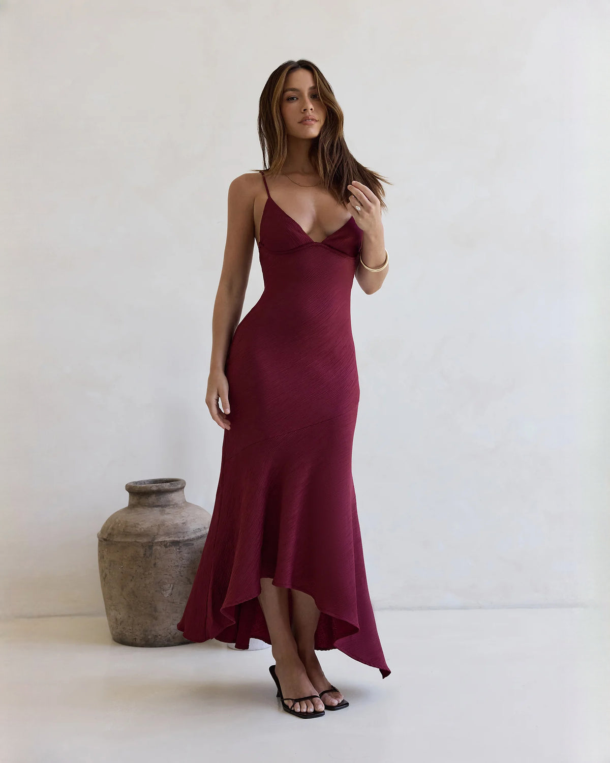 sleeveless satin a-line maxi bridesmaid dress - image 7