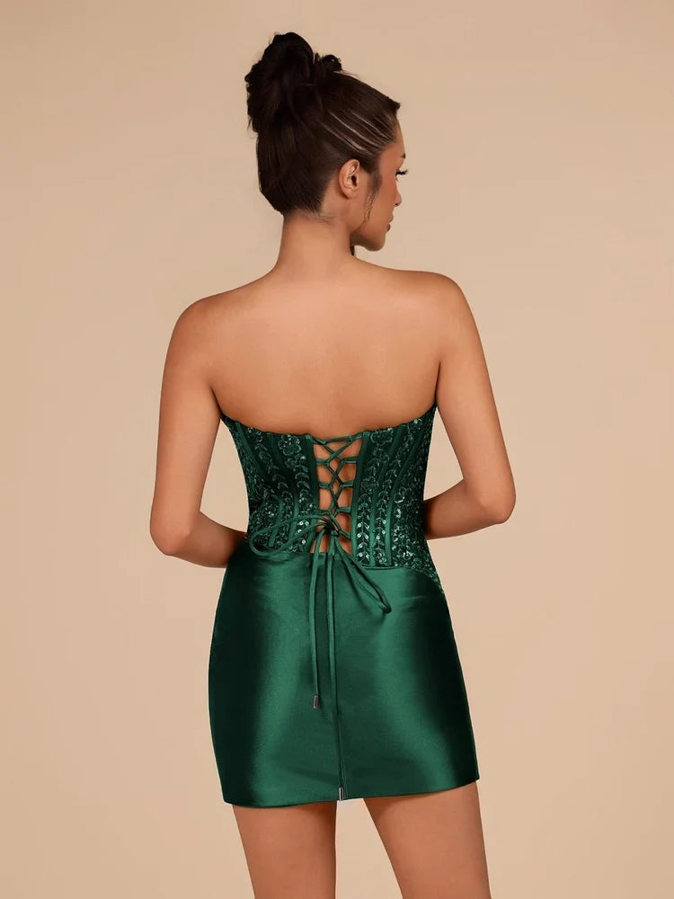 Navy Blue mini homecoming dress, alternate view showing the full-length silhouette from another angle