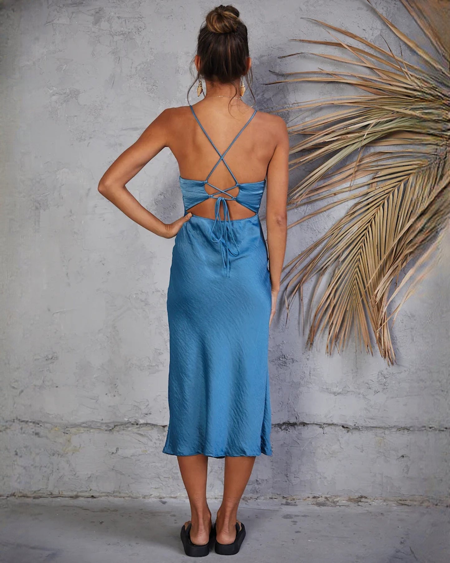 sleeveless satin a-line maxi bridesmaid dress - image 7