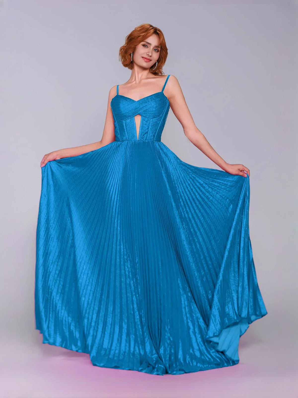 Ocean Blue floor-length prom dress, alternate view showing the full-length silhouette