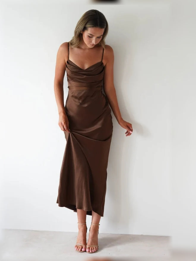 Yellow ankle-length bridesmaid dress, alternate view showing the full-length silhouette
