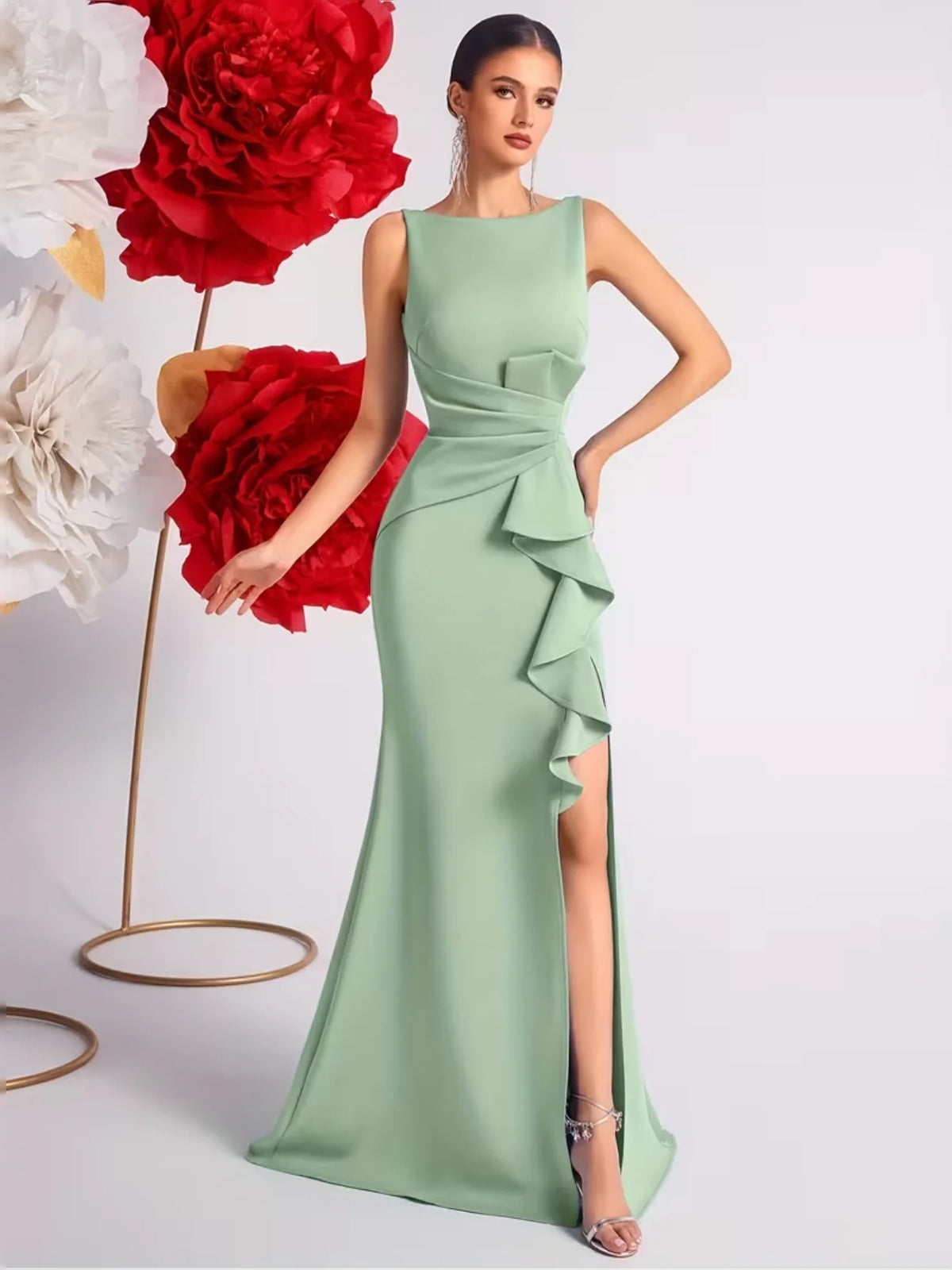 Mint Green floor-length prom dress, alternate view showing the full-length silhouette