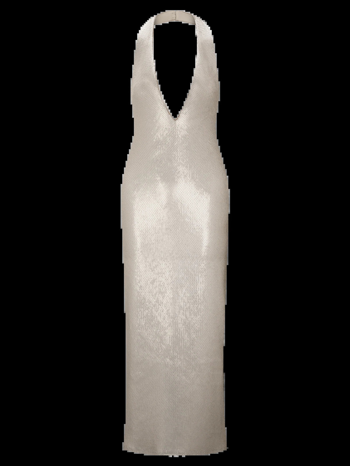 Gold midi formal dress with sequins, alternate view showing the shoulder line
