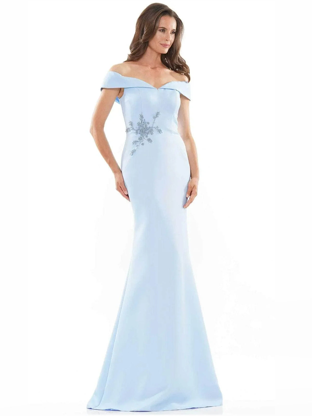 Light Blue mermaid floor-length formal dress with beading, alternate view