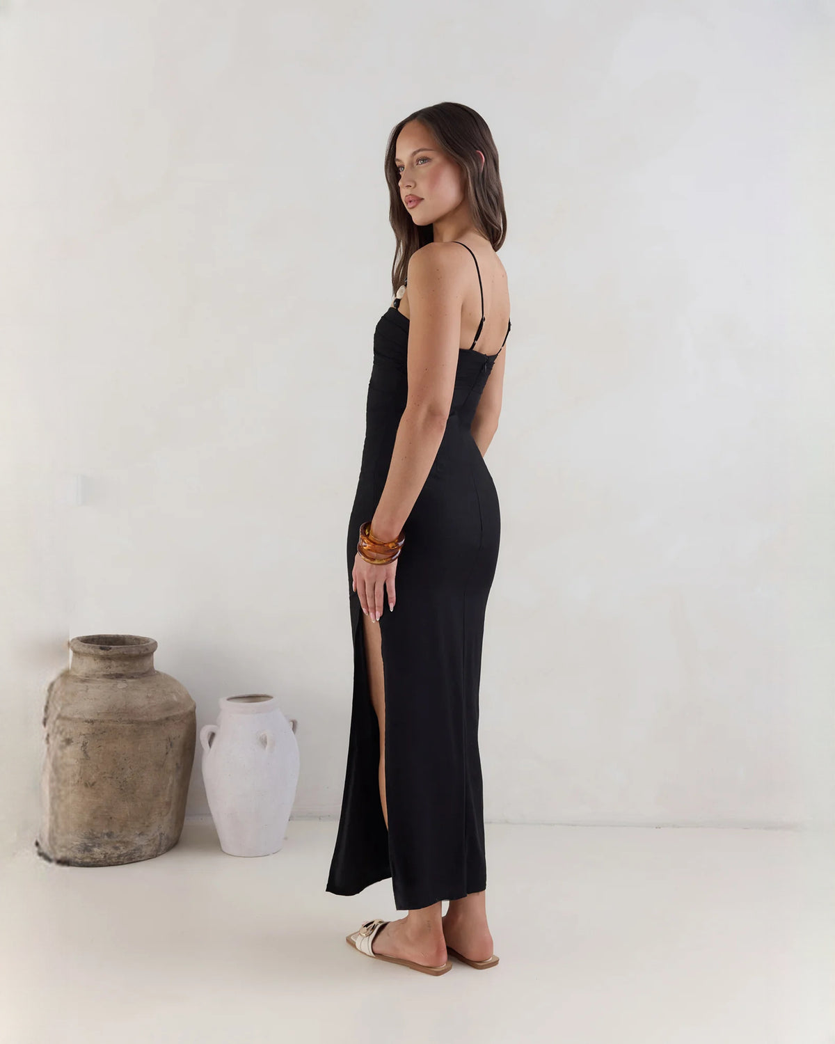 sleeveless satin a-line midi bridesmaid dress - image 7