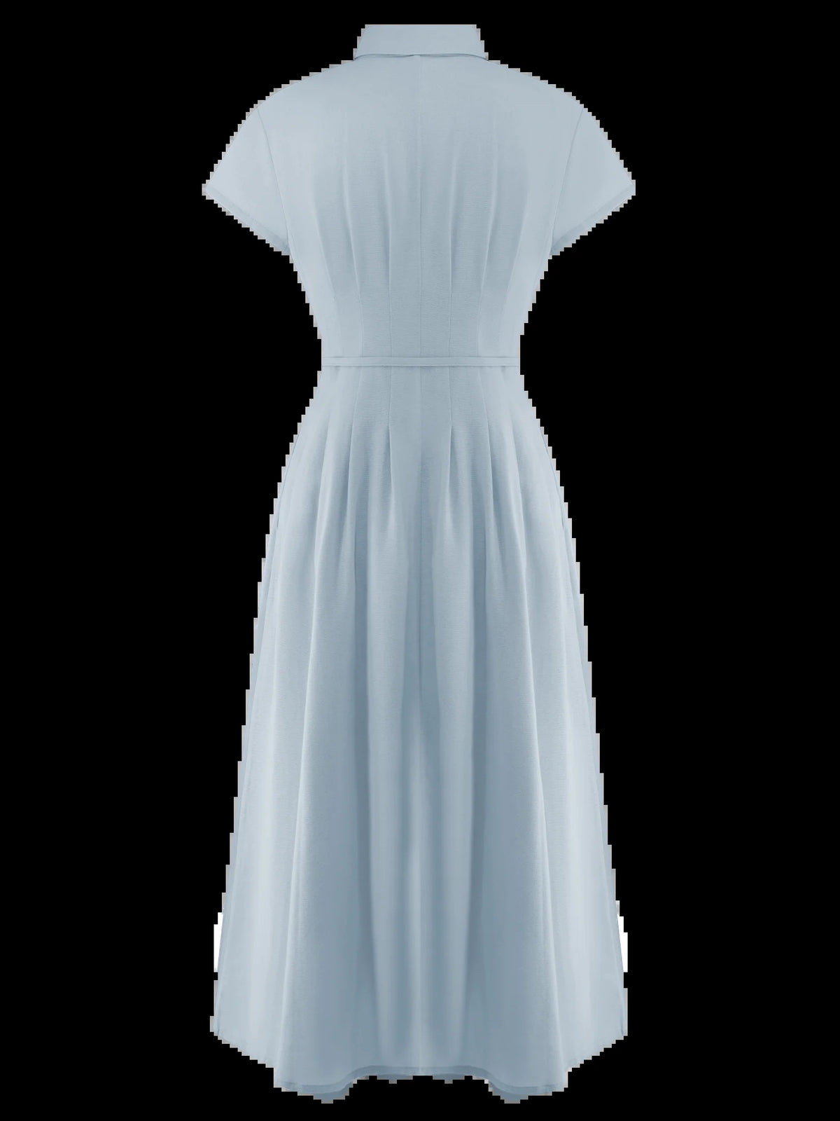Cornflower Blue midi formal dress, alternate view showing the shoulder line