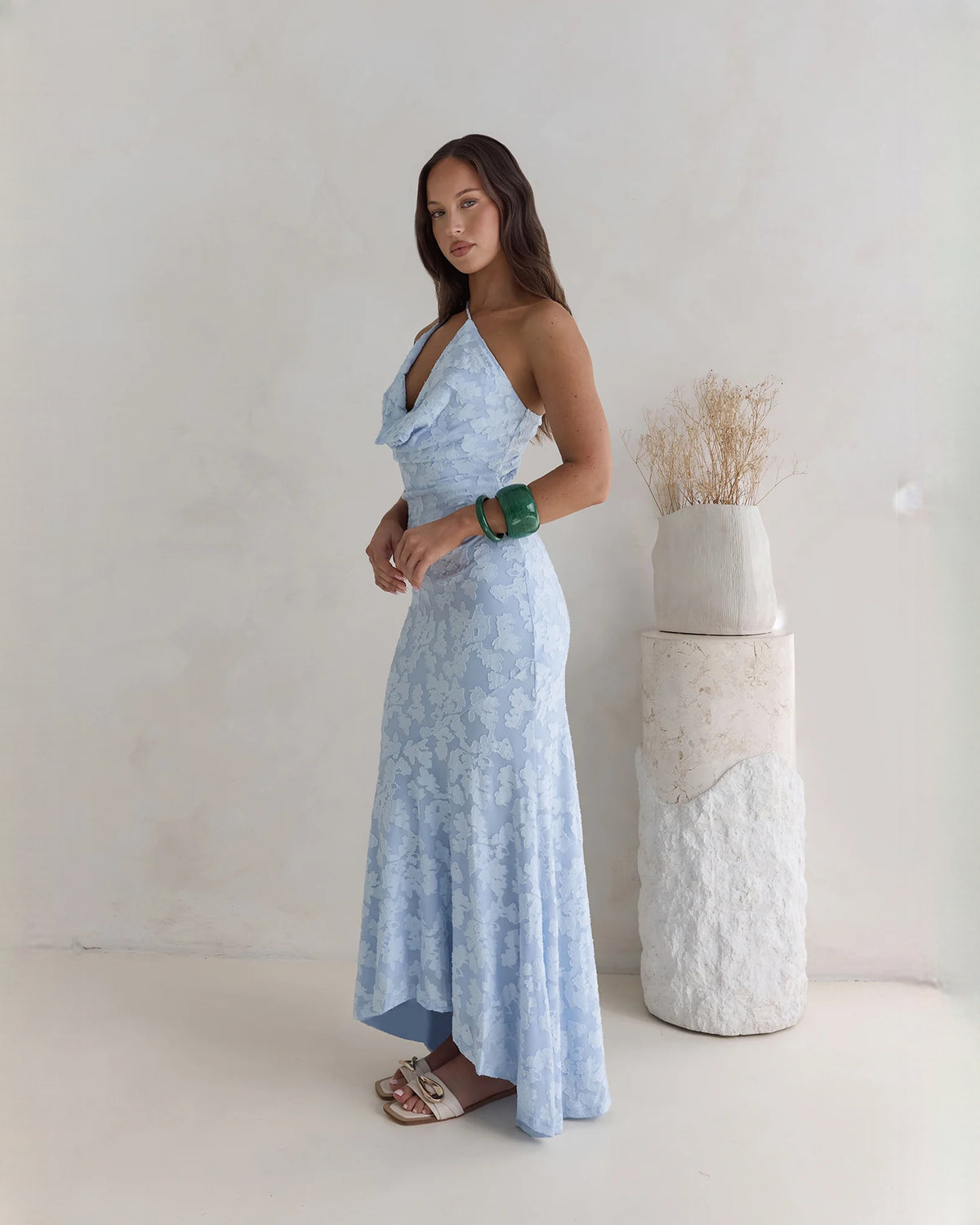 sleeveless mesh a-line maxi bridesmaid dress - image 7