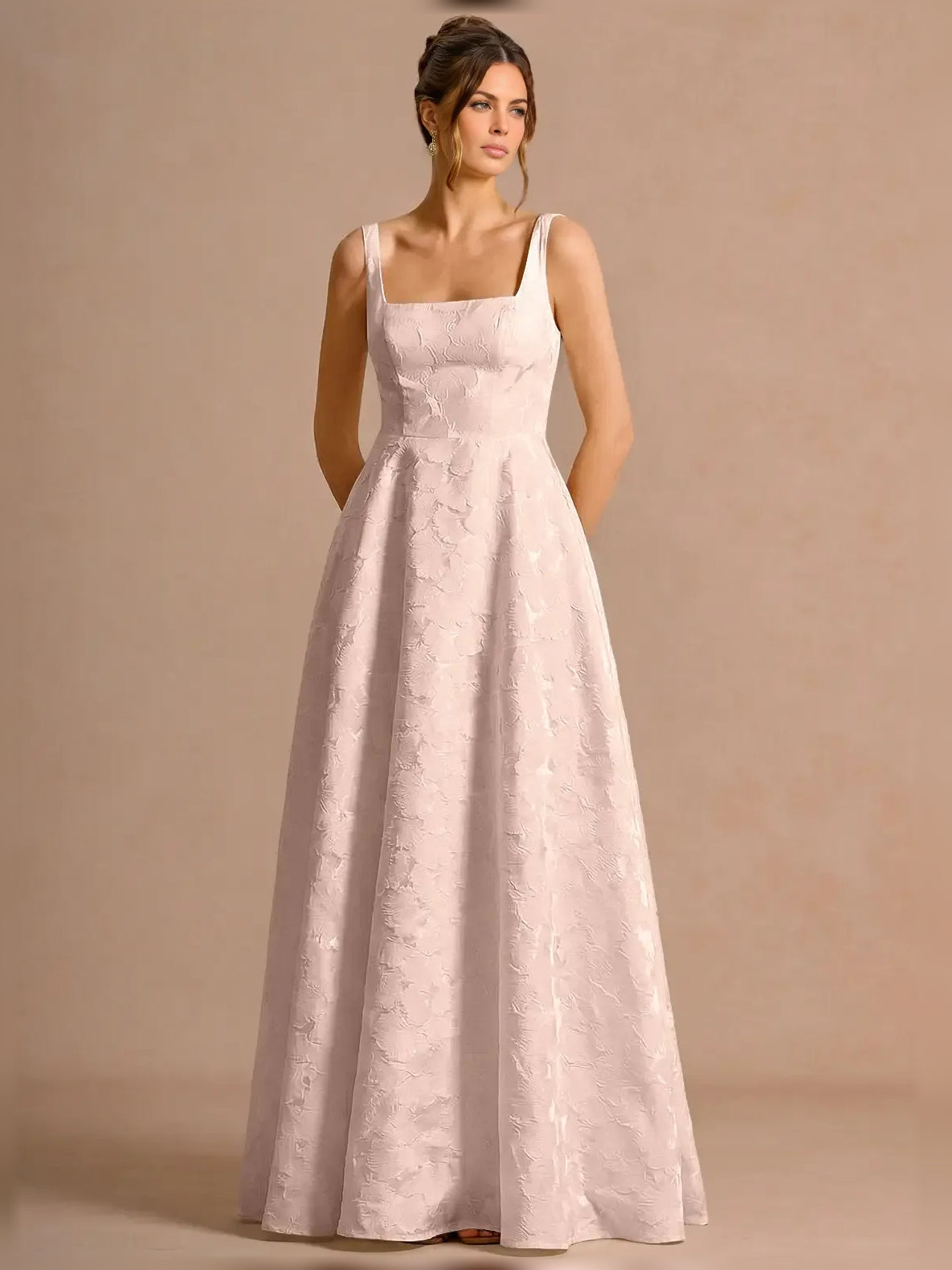 Blush Pink maxi mother of the bride dress, alternate view showing the full-length silhouette