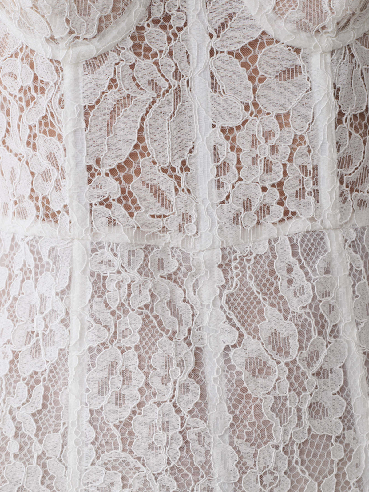 White midi formal dress, alternate view showing the shoulder line
