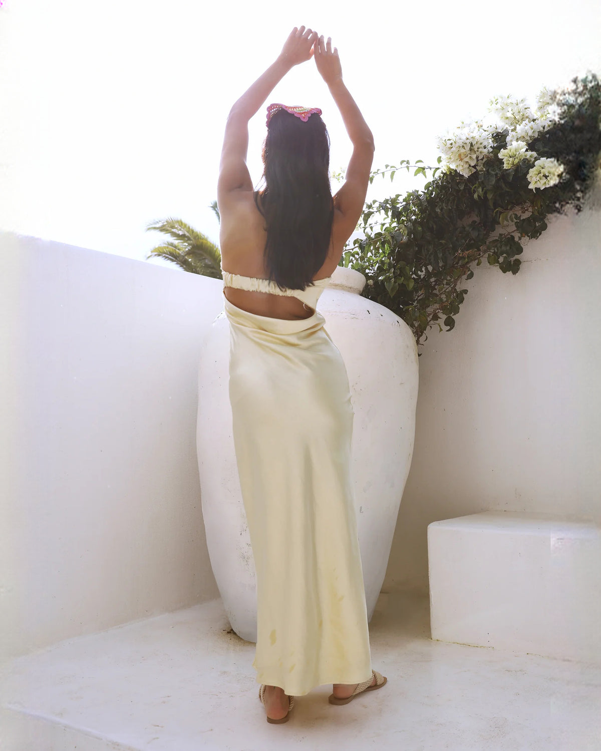 sleeveless satin a-line maxi bridesmaid dress - image 7