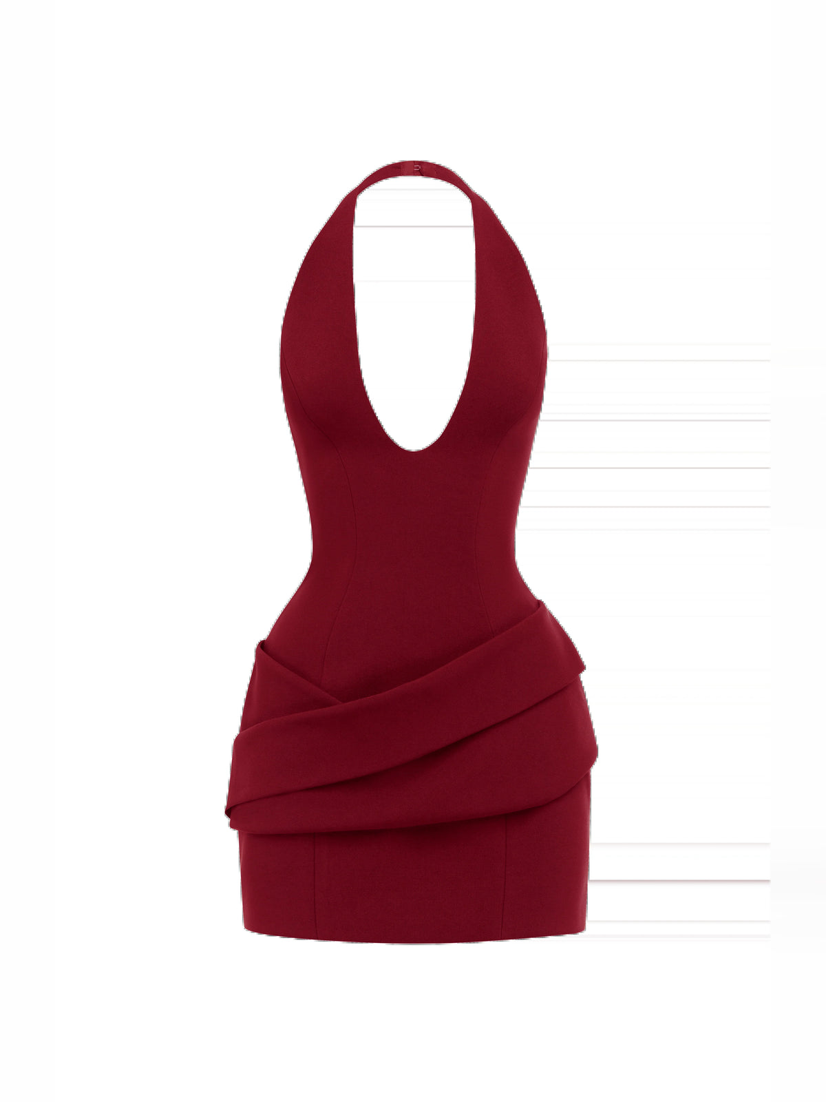 Burgundy mini homecoming dress, alternate view showing the full-length silhouette
