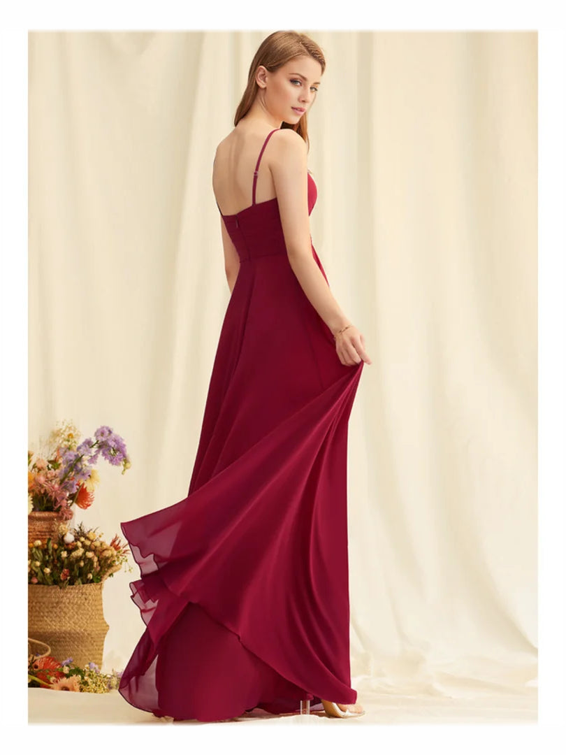 Dark Navy maxi bridesmaid dress, alternate view showing the full-length silhouette