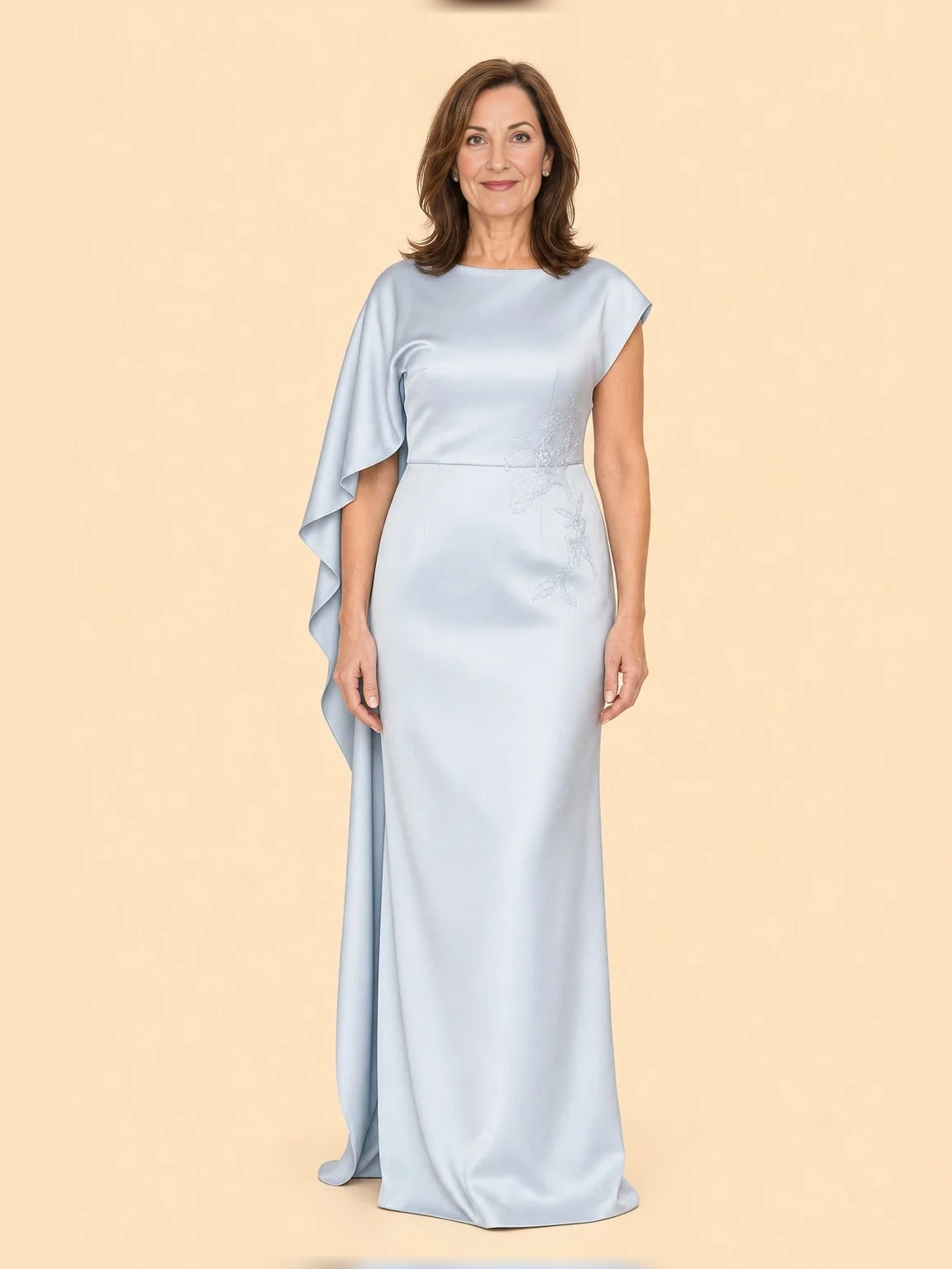 Sky Blue maxi mother of the bride dress, alternate view showing the full-length silhouette