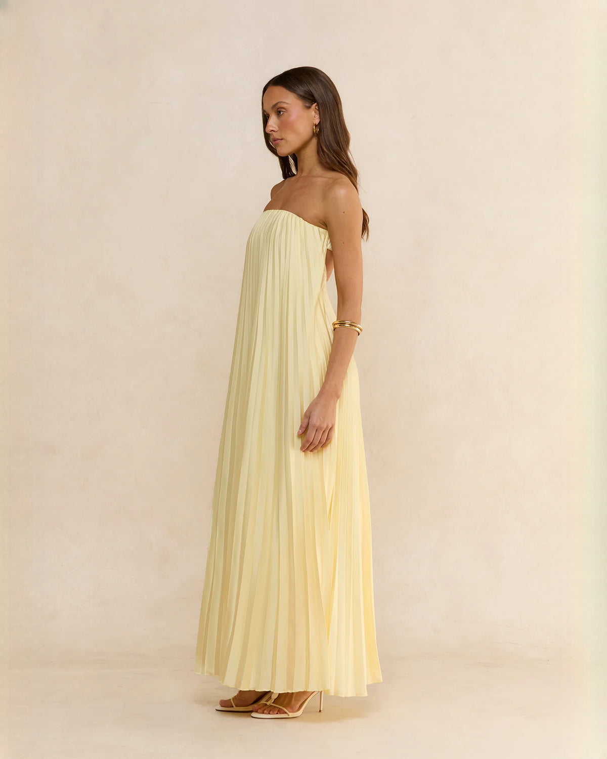 strapless chiffon a-line maxi bridesmaid dress - image 7