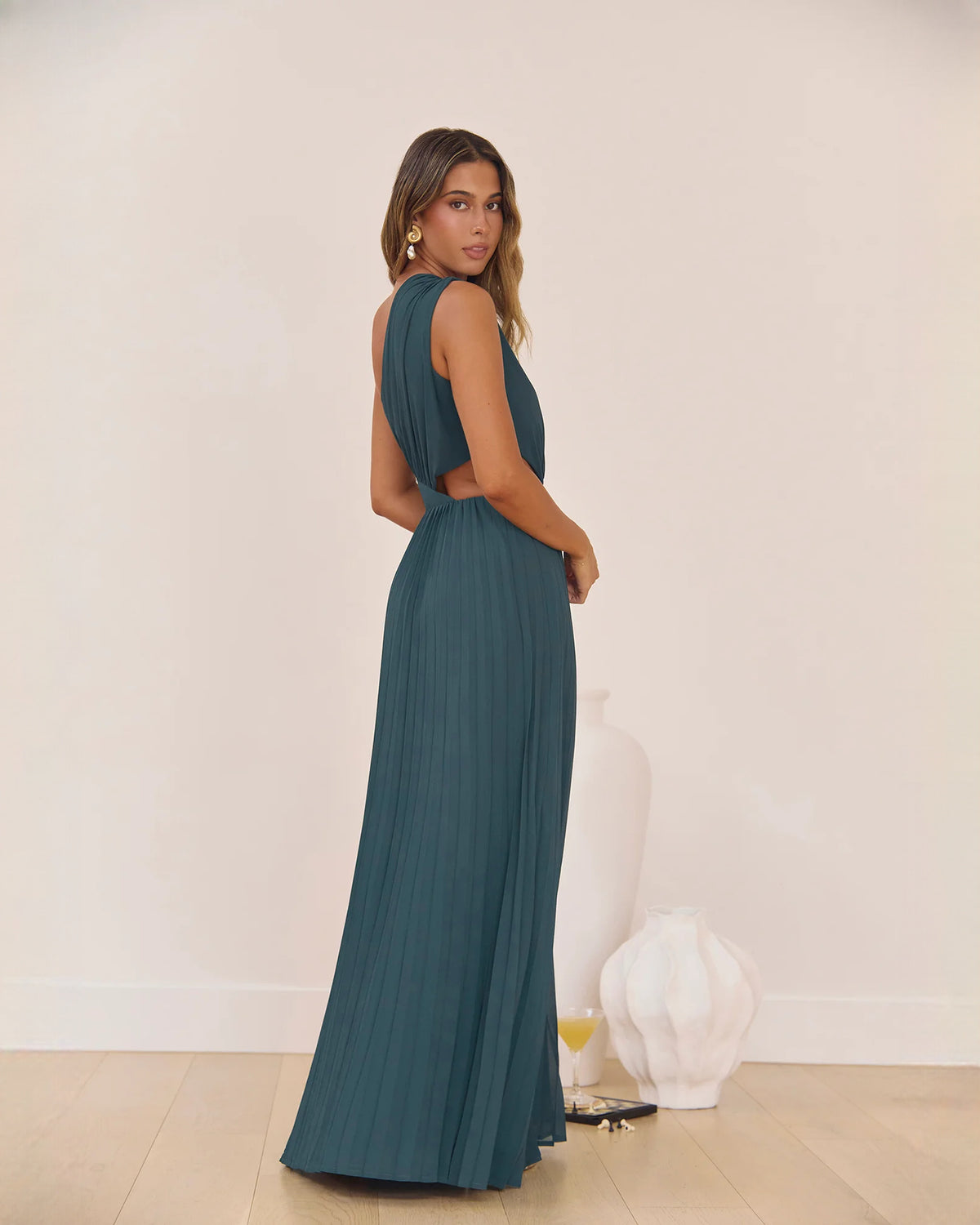 one-shoulder chiffon a-line maxi bridesmaid dress - image 7