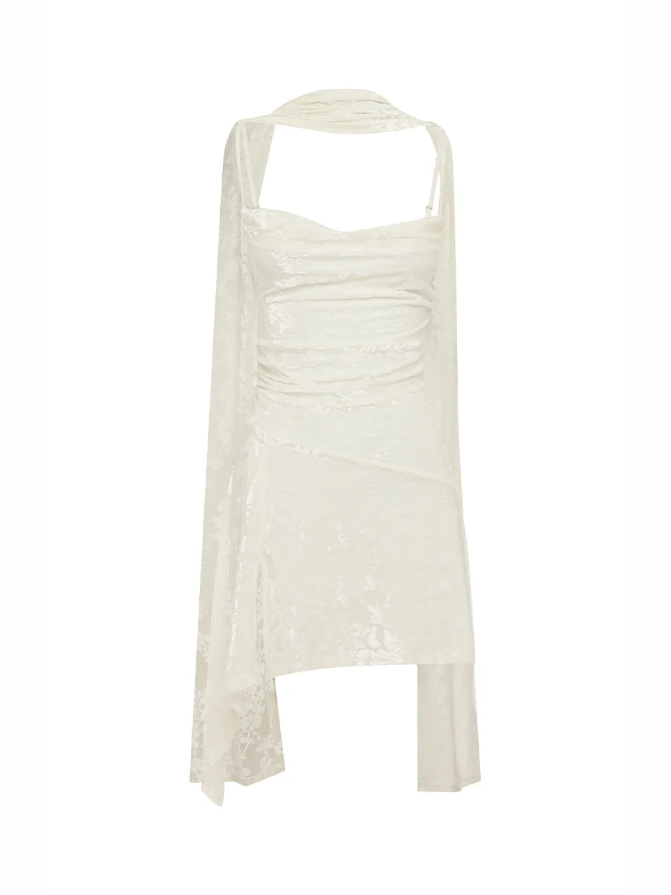 WHITE mini homecoming dress, alternate view showing the full-length silhouette