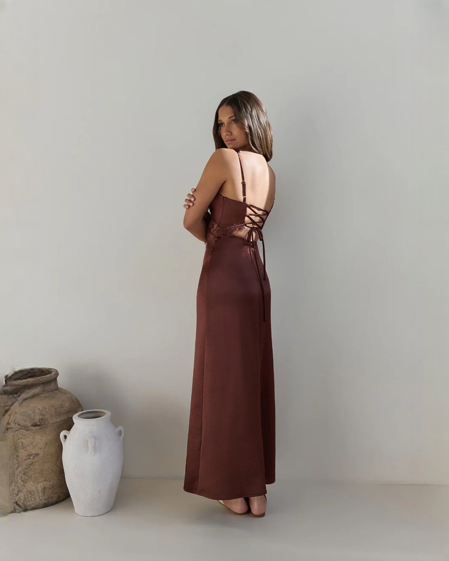 sleeveless mesh a-line maxi bridesmaid dress - image 7