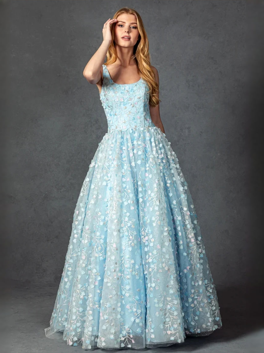 Light Blue floor-length prom dress, alternate view showing the full-length silhouette