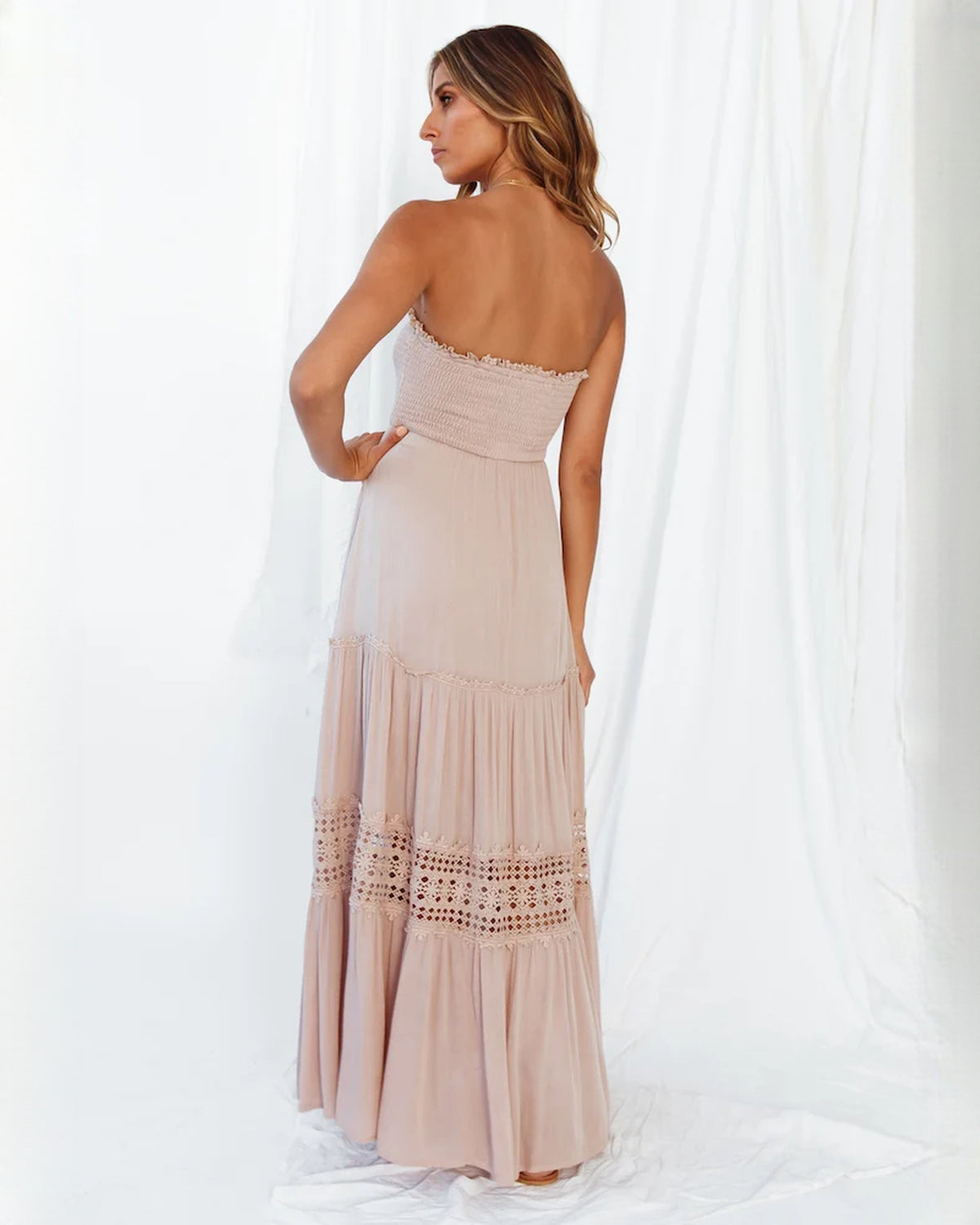 sleeveless mesh a-line maxi bridesmaid dress - image 7