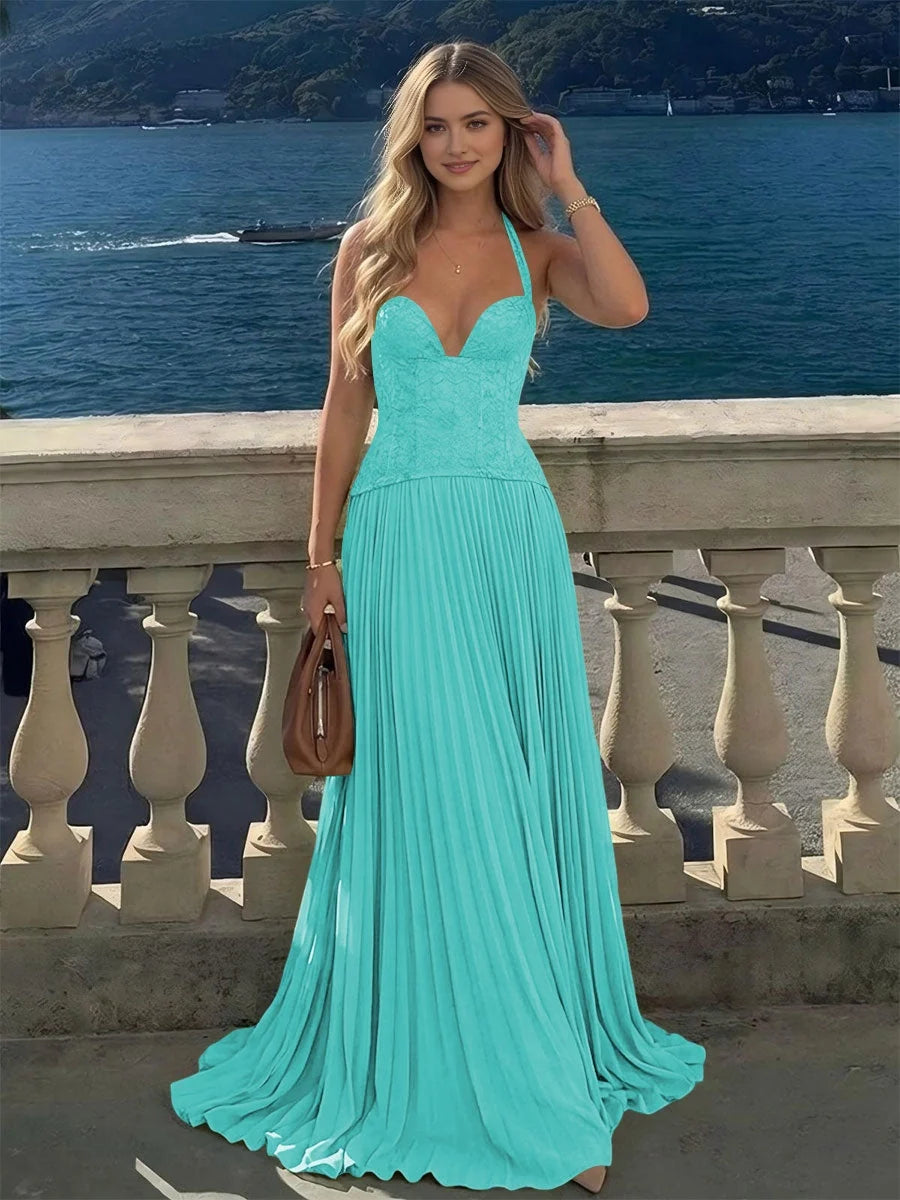 Ice Blue maxi bridesmaid dress, alternate view showing the full-length silhouette