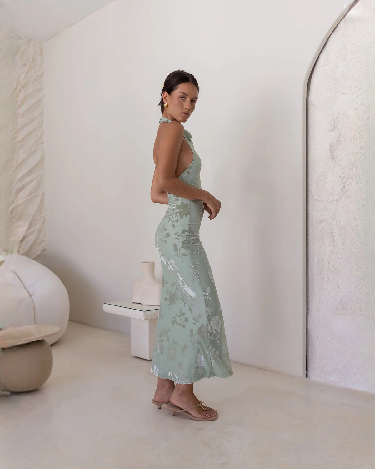 sleeveless mesh a-line maxi bridesmaid dress - image 7
