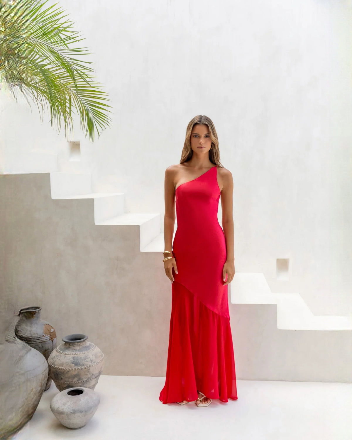 one-shoulder satin a-line maxi bridesmaid dress - image 7