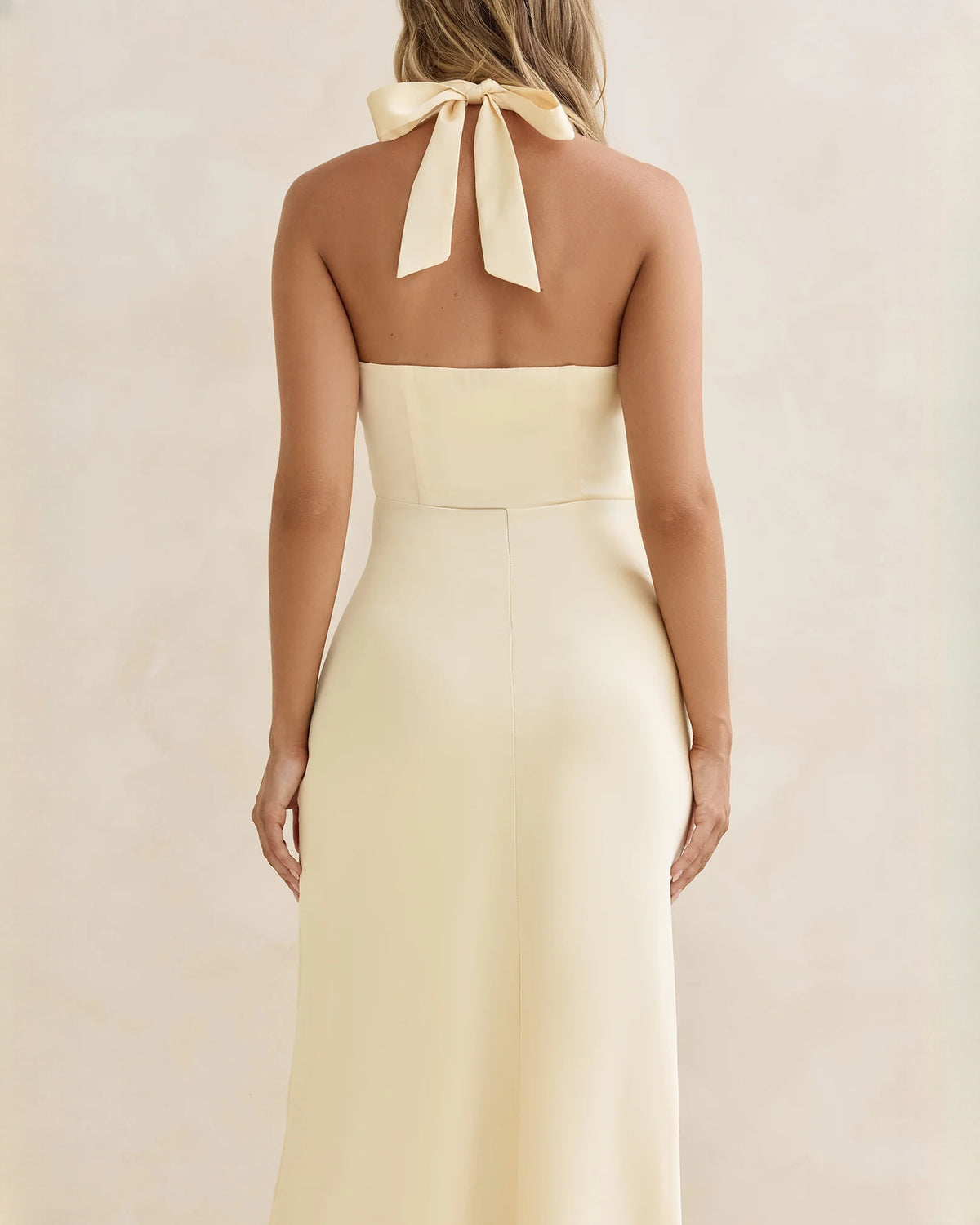 halter neck satin a-line maxi bridesmaid dress - image 7