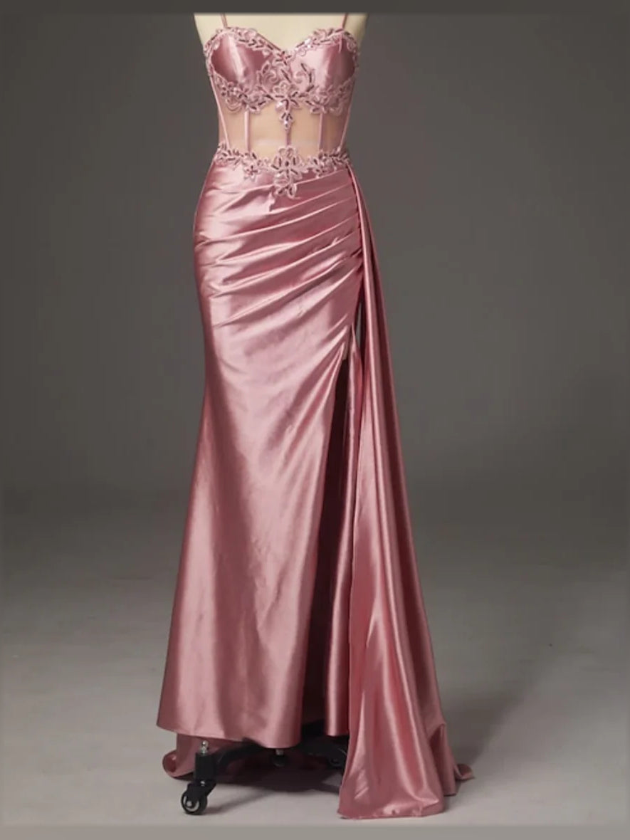 Rose Gold floor-length prom dress, alternate view showing the full-length silhouette