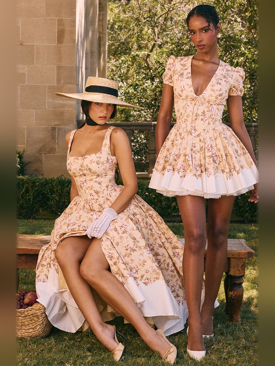 Print mini homecoming dress, alternate view showing the full-length silhouette
