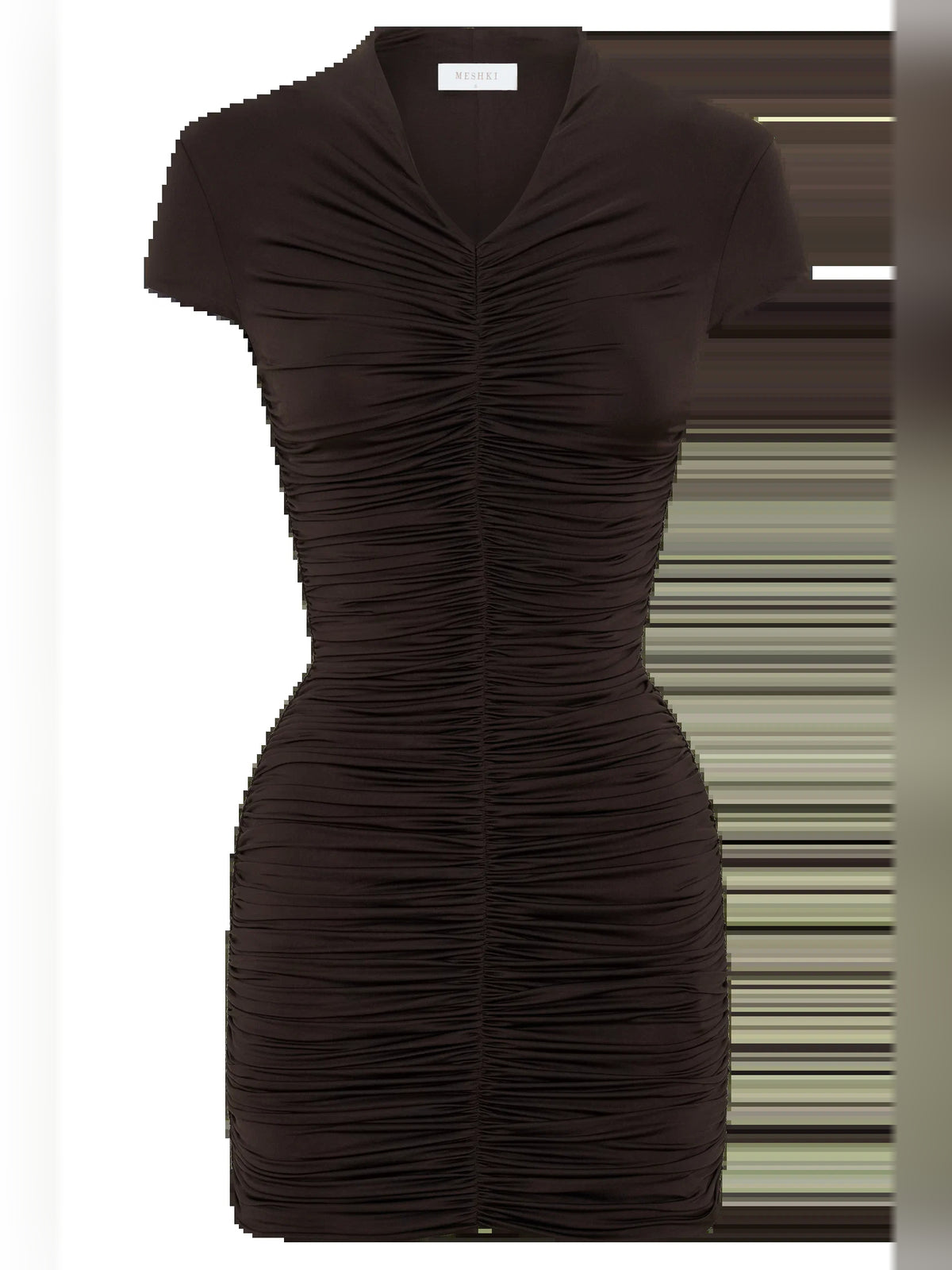Chocolate mini homecoming dress, alternate view showing the full-length silhouette
