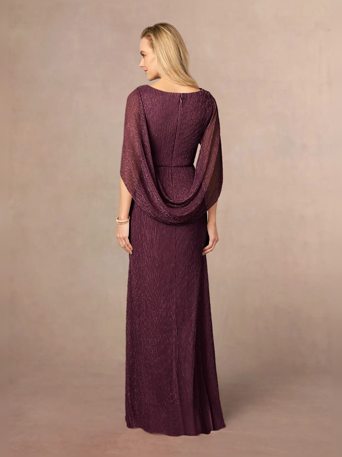 Rose Gold maxi mother of the bride dress, alternate view showing the full-length silhouette