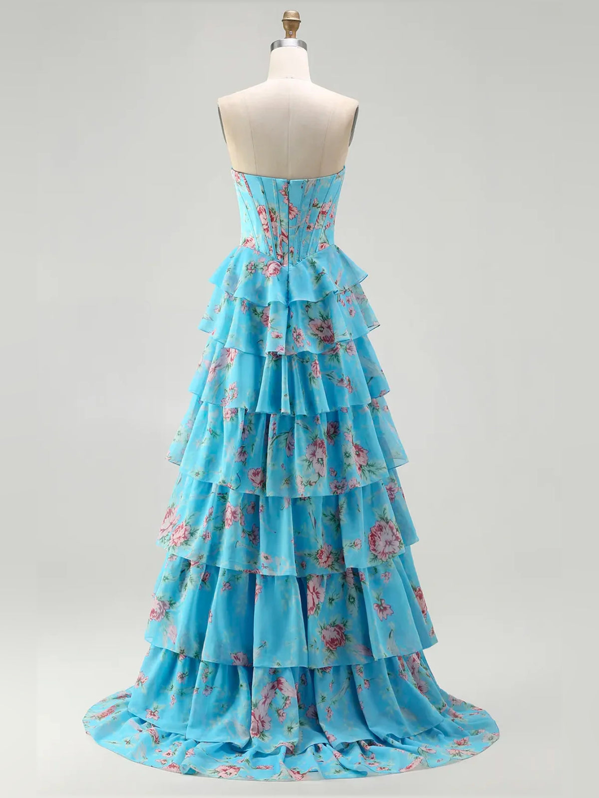Jade floor-length prom dress, alternate view showing the full-length silhouette