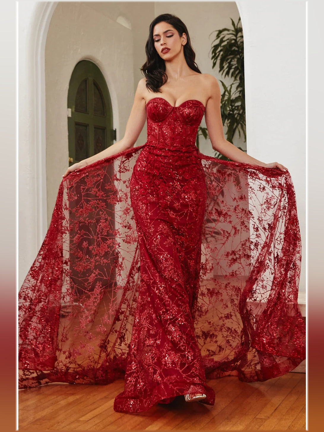 Dark Green floor-length prom dress, alternate view showing the full-length silhouette