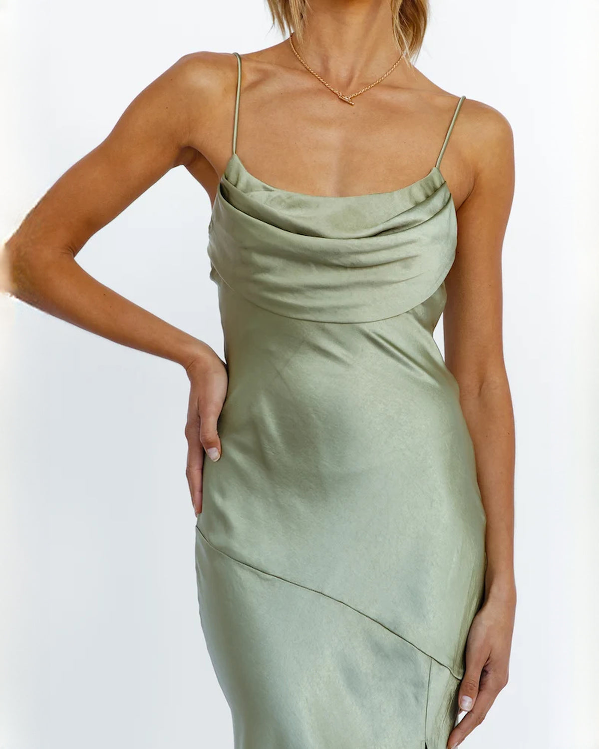 sleeveless satin a-line maxi bridesmaid dress - image 7