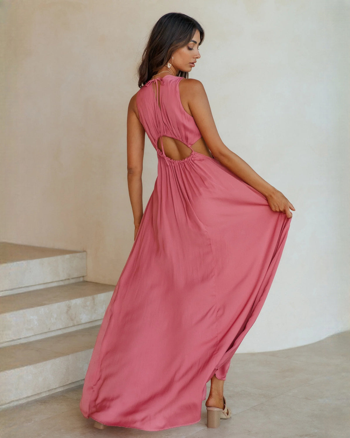 sleeveless chiffon a-line maxi bridesmaid dress - image 7