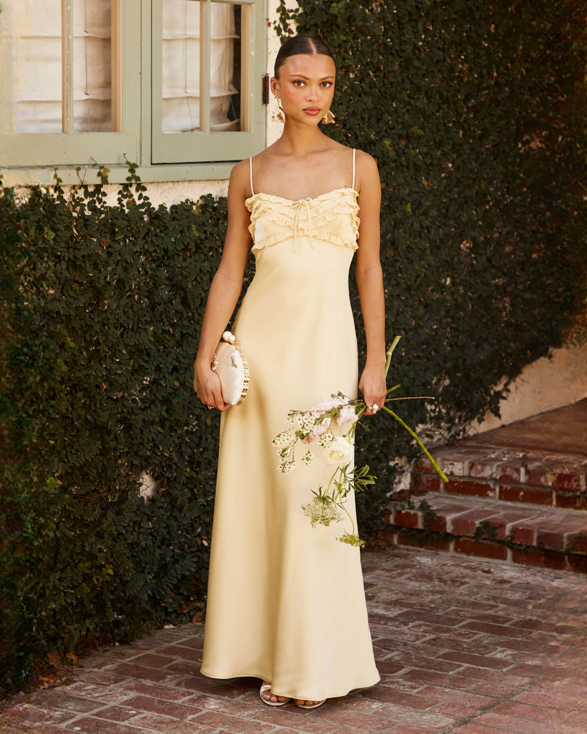 sleeveless satin a-line maxi bridesmaid dress - image 7