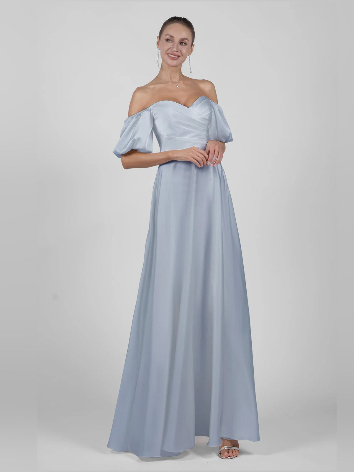 Powder Blue maxi wedding dress, alternate view showing the full-length silhouette