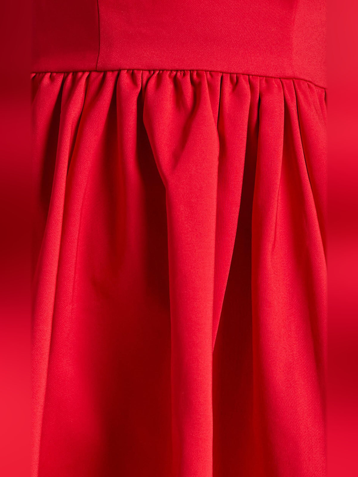 Red mini homecoming dress, alternate view showing the full-length silhouette