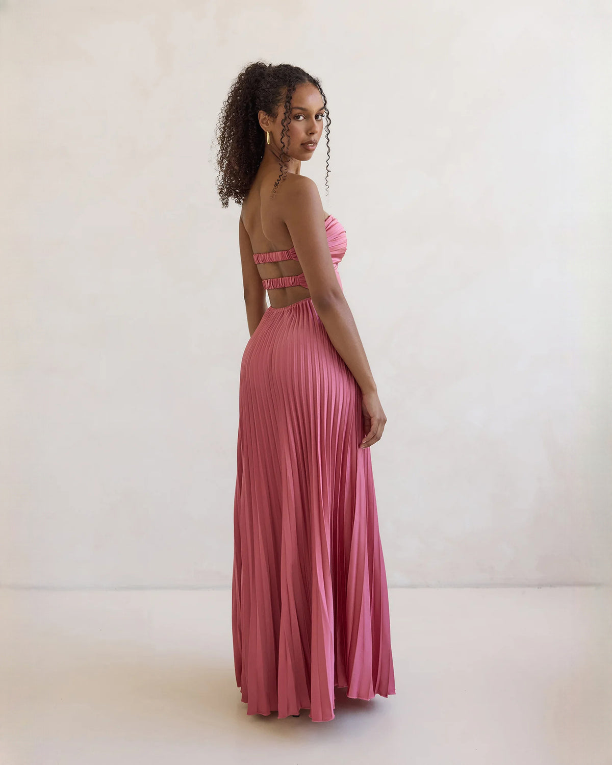 strapless chiffon a-line maxi bridesmaid dress - image 7