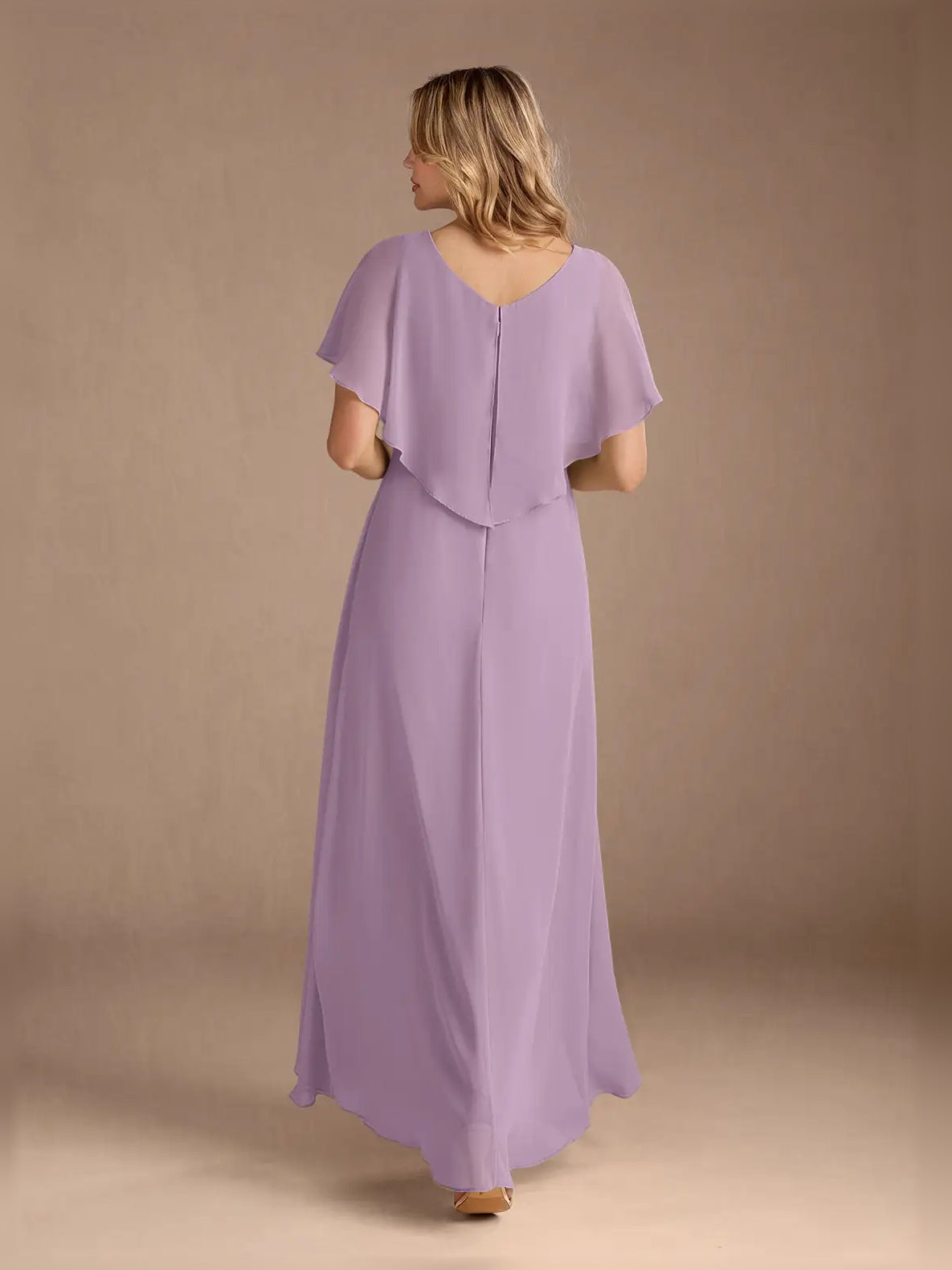 Royal Blue high-low mother of the bride dress, alternate view showing the full-length silhouette
