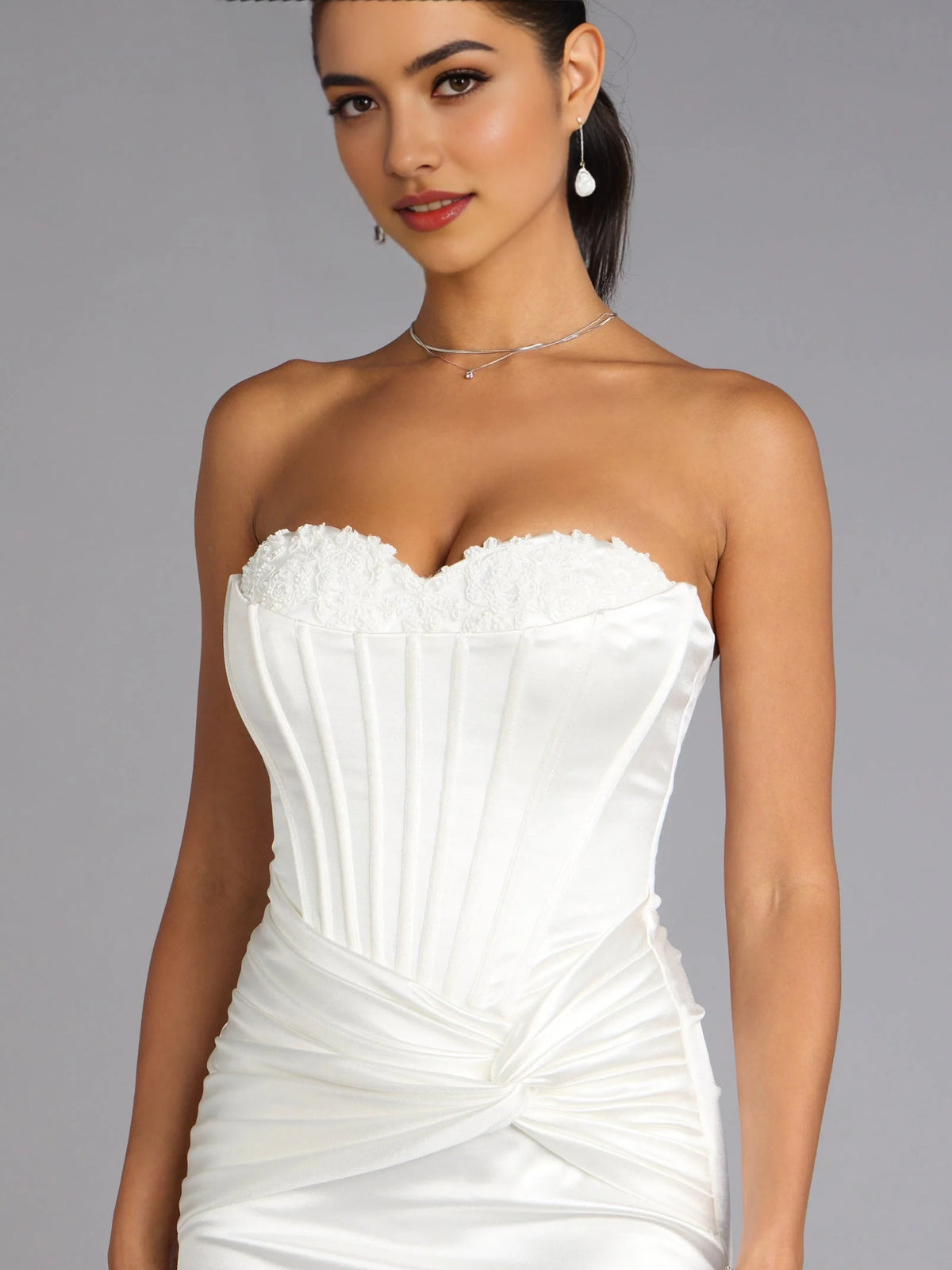 Deep Red mini homecoming dress, alternate view showing the full-length silhouette from another angle