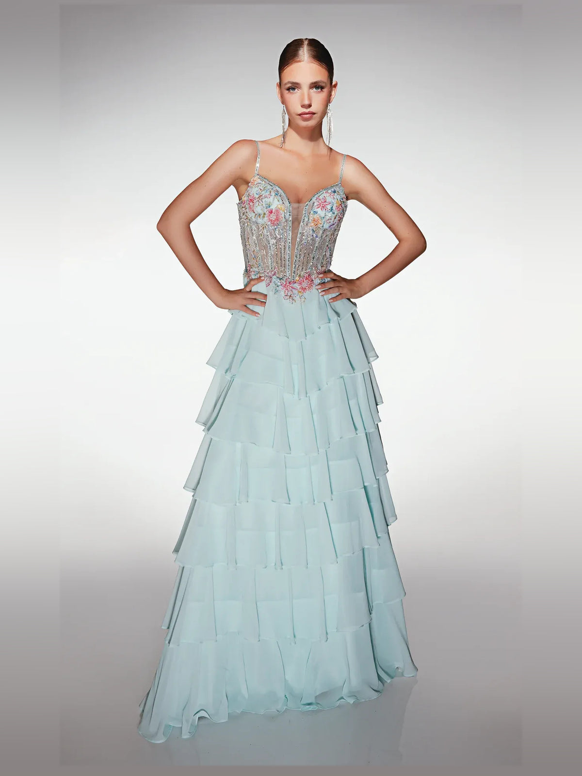 Baby Blue floor-length prom dress, alternate view showing the full-length silhouette