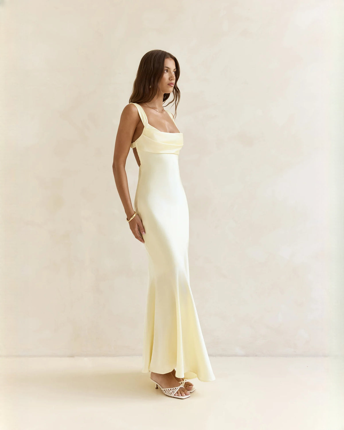sleeveless satin a-line maxi bridesmaid dress - image 7