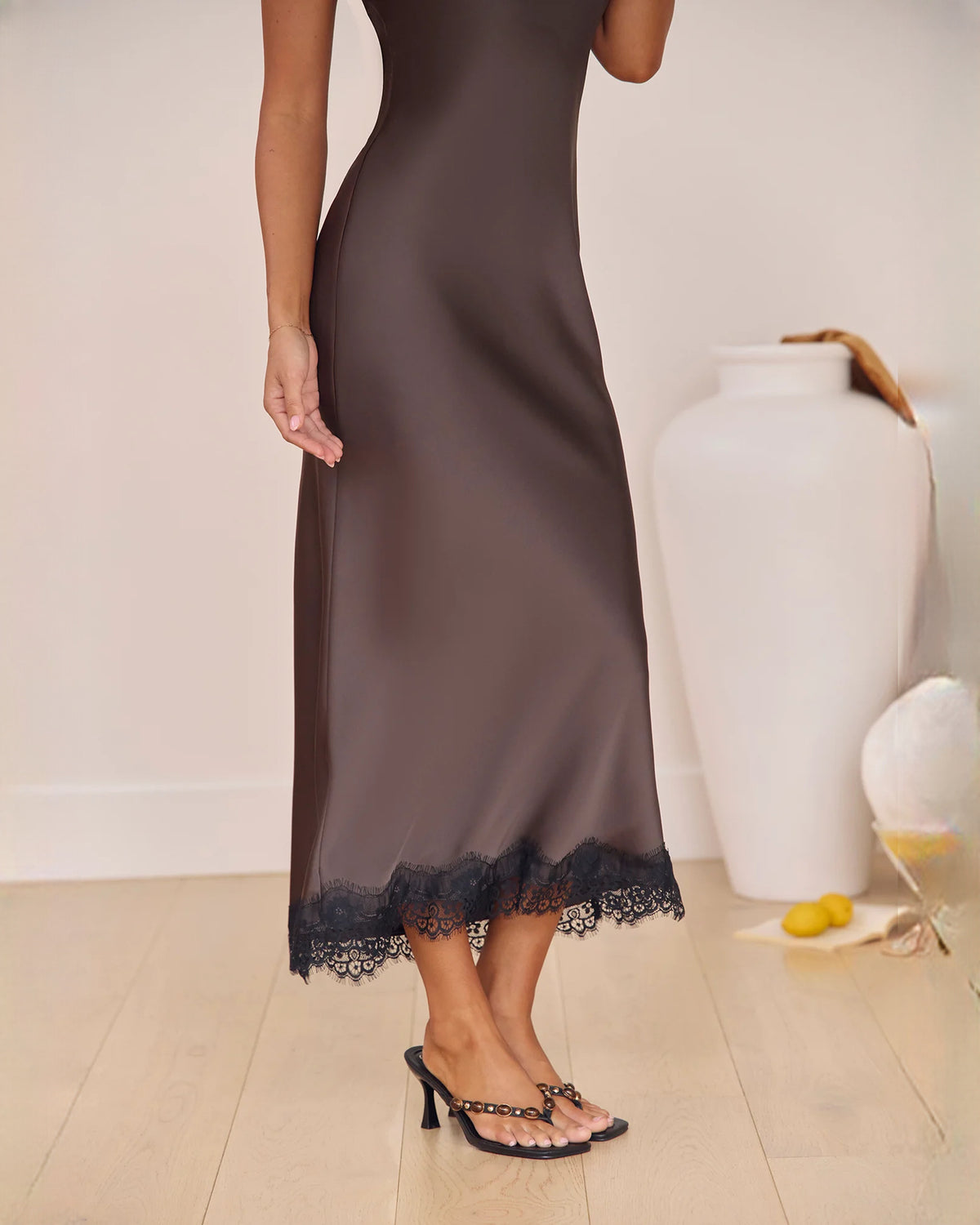 sleeveless satin a-line maxi bridesmaid dress - image 7
