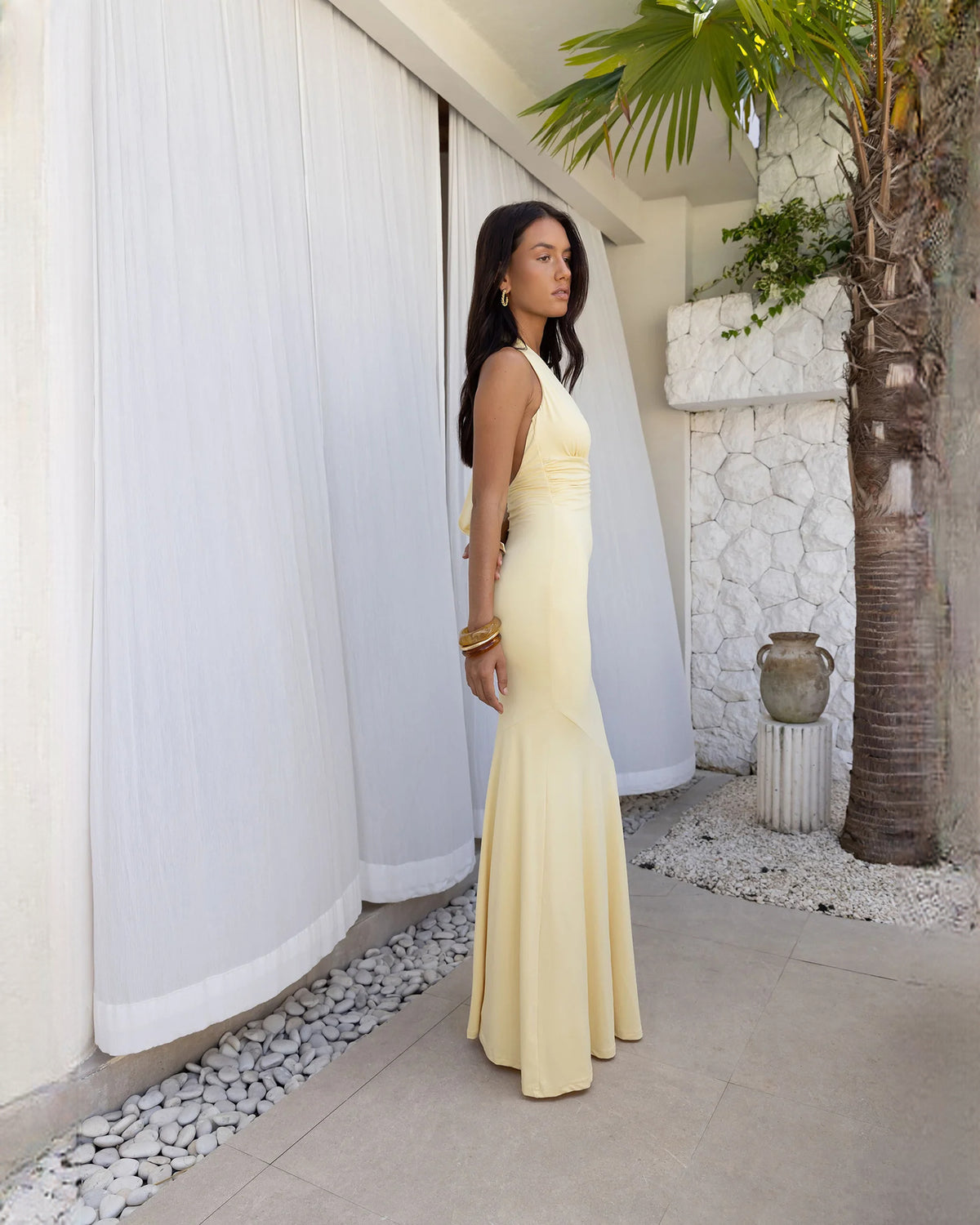 halter neck satin a-line maxi bridesmaid dress - image 7